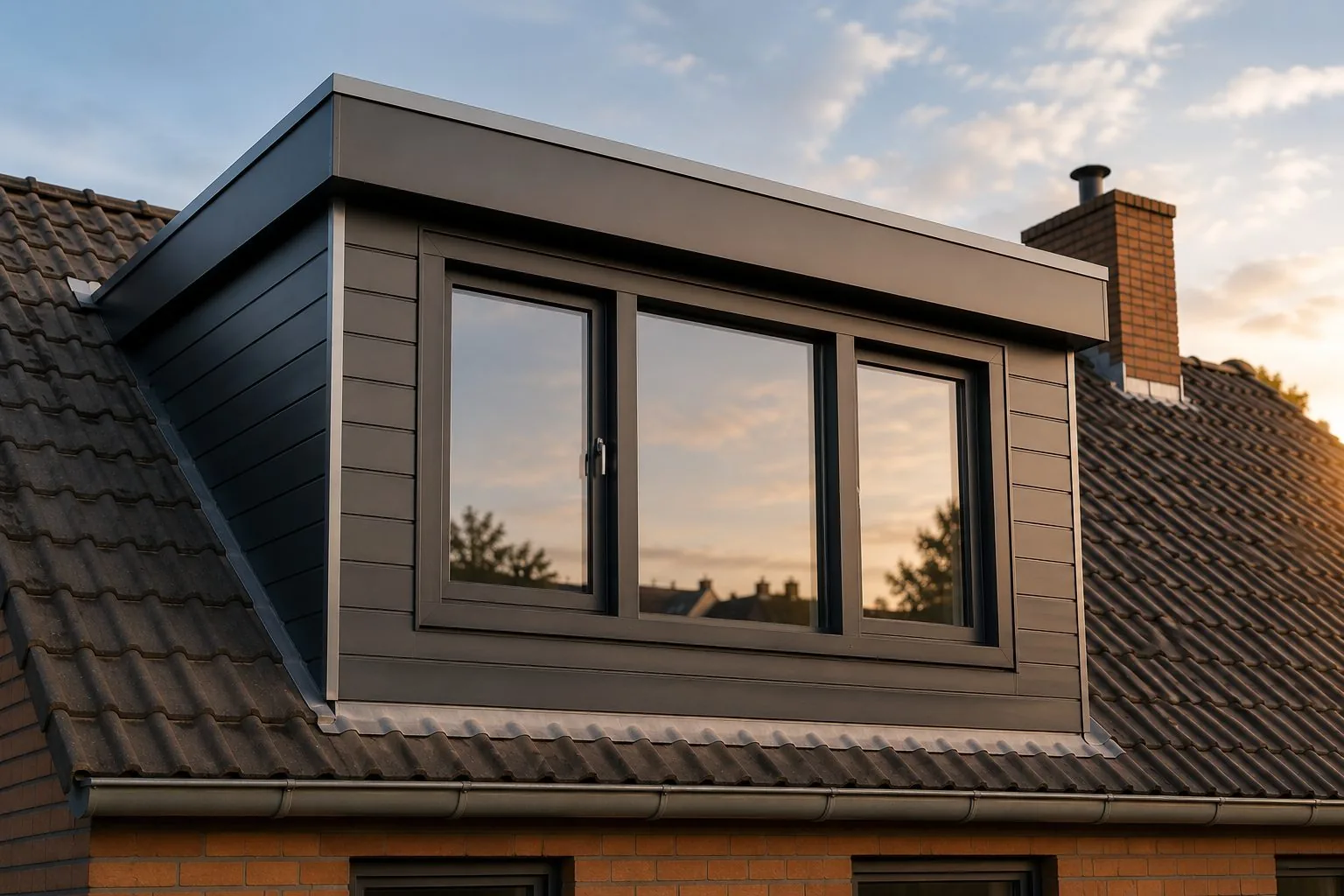 Nieuwe dakkapel op maat geplaatst in een schuin dak